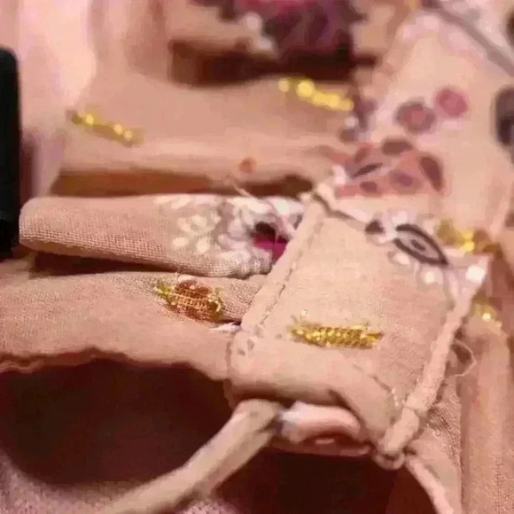 LULUS Disco Boho Mauve Multi Print Flounce Sleeve Button-Front Dress Medium - Picture 10 of 11